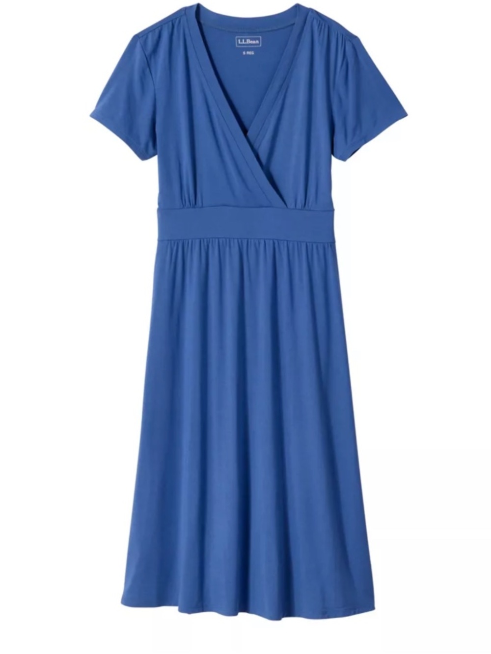 LL Bean Summer Knit Dress, S Reg, Navy with Dots